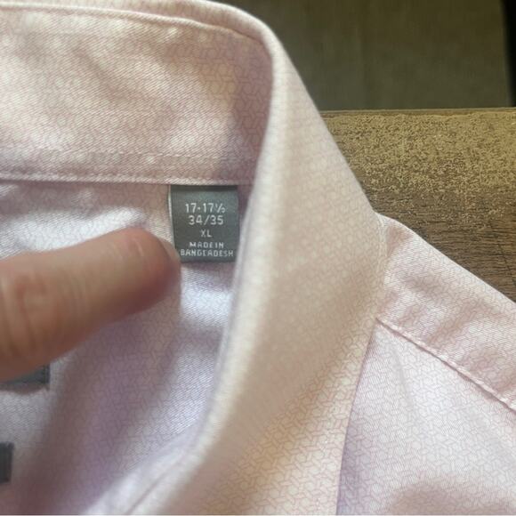 Michael Kors Pink Slim Fit Long Sleeve Shirt Mens XL Preppy Career Formal Work - Picture 6 of 8